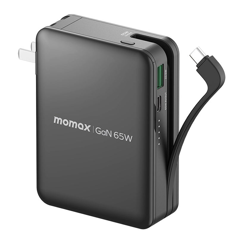MOMAX ONEPLUG IP95A 15000mAh 65W Fast Charging Power Bank Portable GaN Phone Charger with Built-in Cable CN Standard Plug MOMAX ONEPLUG IP95A 15000mAh 65W Fast Charging Power Bank Portable GaN Phone Charger with Built-in Cable CN Standard Plug